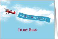 Happy Birthday to my Boss, Business Card, Airplane with Banner card