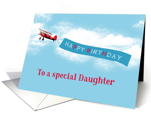 Happy Birthday to my Daughter, Vintage Airplane, Sky Message card
