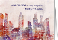 Congratulations, Acceptance Architecture School, Skyline Painting card