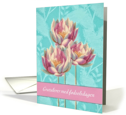 Happy Birthday in Norwegian, Water Lilies card (1365722)
