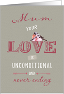 Mum, your Love is unconditional, Happy Mother’s Day card