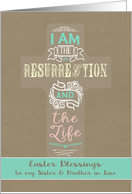 Easter Blessings to my Sister and Brother in Law, Cross, Word Art card