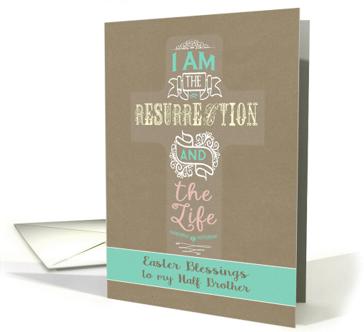 Easter Blessings to my Half Brother, Cross, Word Art card (1369006)