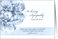 In Loving Sympathy, From all of us, Blue Peony card