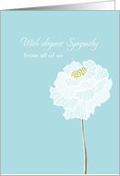 With deepest Sympathy, From all of us, White Flower, Illustration card
