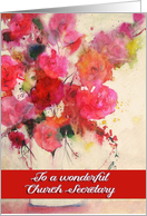 Happy Birthday to a wonderful Church Secretary, Watercolor Roses card