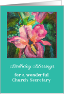 Birthday Blessings to a wonderful Church Secretary, Watercolor Orchid card