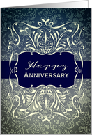 Happy Anniversary, Employee Anniversary Card, Swirls and Damask card