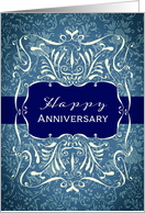 Happy Anniversary, Employee Anniversary Card, Swirls and Damask card