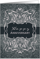 Happy Anniversary, Employee Anniversary Card, Swirls and Damask card