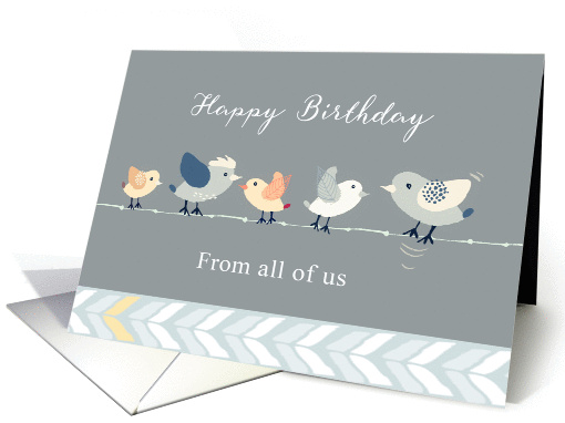Happy Birthday from all of us, Business Card, Birds on a Wire card