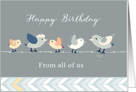 Happy Birthday from all of us, Business Card, Birds on a Wire card