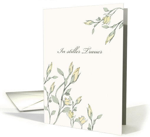 With deepest Sympathy in German, Pale Yellow Roses, Formal card