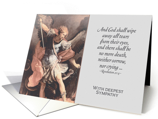 With deepest Sympathy, Archangel Michael, Revelation 21:4 card
