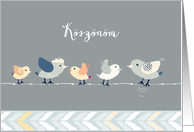 Ksznm, Thank You in Hungarian, Birds on a Wire card