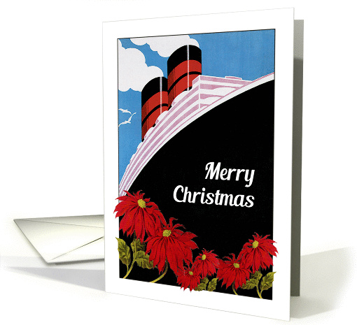 Merry Christmas, Poinsettia, Cruise Ship, Vintage card (1373492)