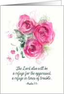 Christian Get better soon Card, Psalm 9:9, Watercolor Roses card