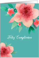 Happy Birthday in Spanish, Bright Flowers card