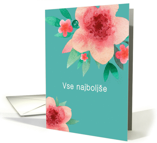 Happy Birthday in Slovenian, Bright Flowers card (1377762)