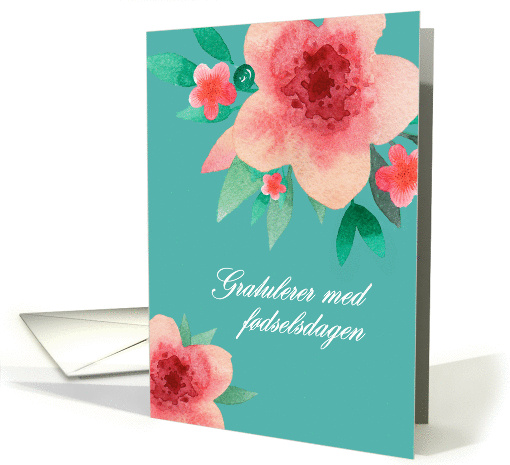 Happy Birthday in Norwegian, Bright Flowers card (1377944)