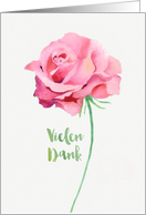 Thank you in German, Vielen Dank, Watercolor Pink Rose card