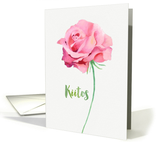 Thank you in Finnish, Kiitos, Watercolor Pink Rose card (1382344)