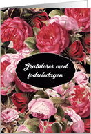 Happy Birthday in Norwegian, Vintage Roses card