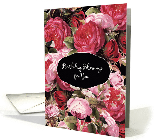 Birthday Blessings for You, Vintage Roses card (1384562)