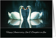 Happy Wedding Anniversary, Son and Daughter in Law, Swans card