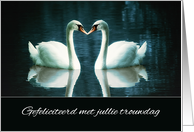 Happy Wedding Anniversary in Dutch, Gefeliciteerd, Trouwdag, Swans card