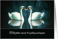 Happy Wedding Anniversary in Danish, Tillykke med Bryllupsdagen, Swans card