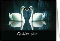 I love you in Irish Gaelic, two Swans card