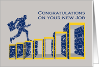 Congratulations on your new Job, Businessman climbing Success Ladder card