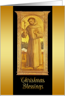 Christmas Blessings, St. Francis of Assisi, Medieval Painting card