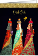 Merry Christmas in Norwegian, God Jul, Three Magi, Gold Effect card