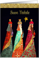 Merry Christmas in Italian, Buon Natale, Three Magi, Gold Effect card