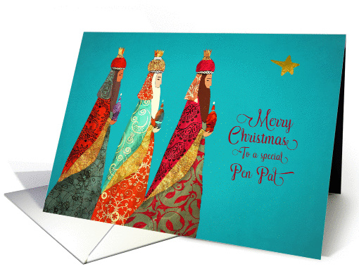 Merry Christmas to a special Pen Pal, Three Magi, Gold Effect card