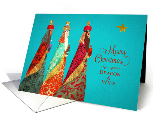 Merry Christmas, Deacon and Wife, Psalm 22, Wise Men, Gold Effect card