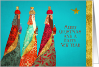 Merry Christmas and a Happy New Year, Wise Men, Gold Effect card