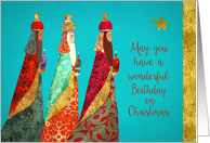 Happy Birthday and Merry Christmas, Wise Men, Gold Effect card