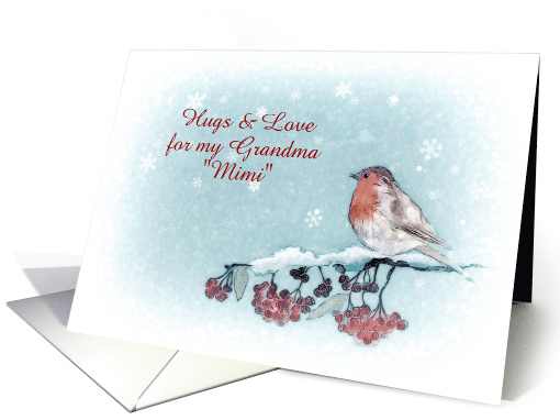 Customizable Christmas Card, Robin, Berries, Painting card (1399428)