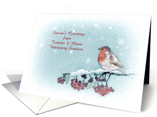 Customizable Christmas Card, Robin, Berries, Painting card (1399442)