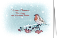 Customizable Christmas Card (for Friend), Robin, Painting card