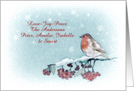 Customizable Christmas Card, Robin, Painting card