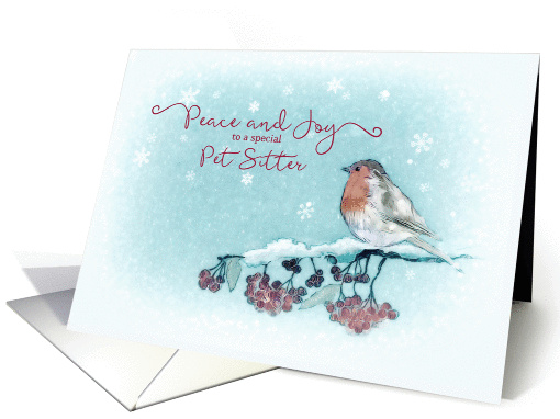 Peace and Joy to special Pet Sitter , Christmas Card, Robin card