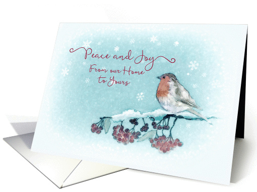 Peace and Joy from our Home to Yours , Christmas Card, Robin card