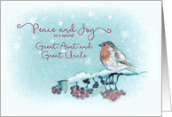 Peace and Joy, Great Aunt and Great Uncle, Christmas Card, Robin card