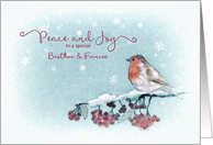 Peace and Joy, Brother and Fiancee, Christmas Card, Robin card