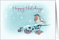 Happy Holidays, Christmas Card, Painting, Robin card