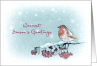 Warmest Season’s Greetings, Christmas Card, Painting, Robin card